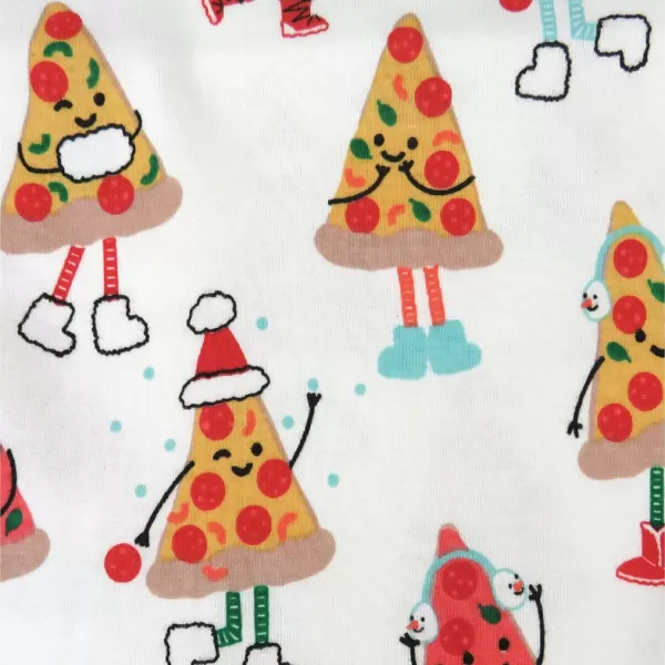 imageHonestBaby NonSlip Footed Holiday Pajamas OnePiece Sleeper ZipFront PJs Organic Cotton for Baby Boys GirlsPizza Joy