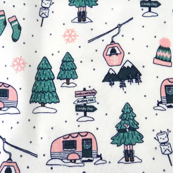 imageHonestBaby NonSlip Footed Holiday Pajamas OnePiece Sleeper ZipFront PJs Organic Cotton for Baby Boys GirlsSki Trip