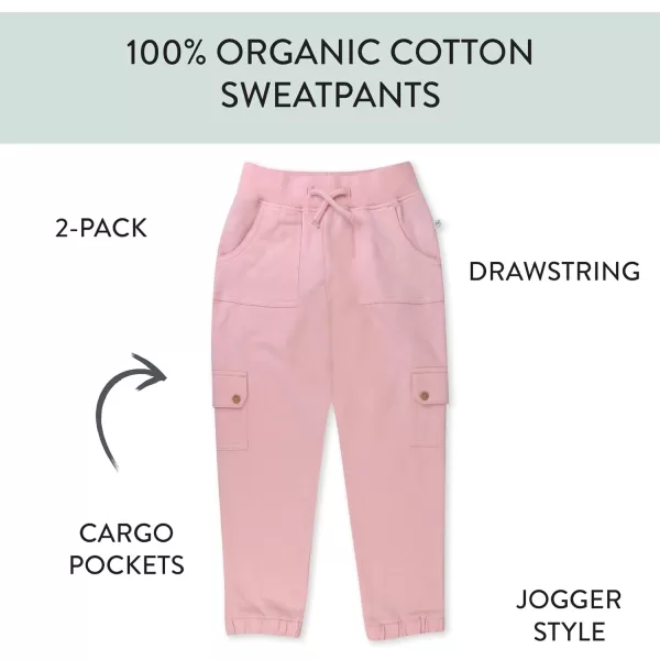 imageHonestBaby Unisex Kids 2Pack Easy Fit Cargo Sweat PantDusty Pink