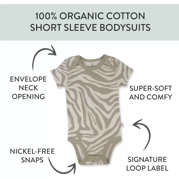 imageHonestBaby babyboys 5pack Short Sleeve Bodysuits Onepiece 100 Organic Cotton for Infant Baby Boys Unisex5pack Pineapple Leaf Khaki