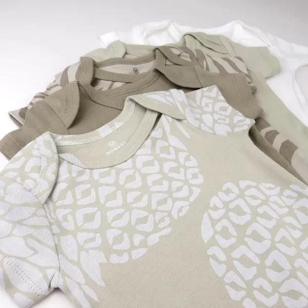 imageHonestBaby babyboys 5pack Short Sleeve Bodysuits Onepiece 100 Organic Cotton for Infant Baby Boys Unisex5pack Pineapple Leaf Khaki