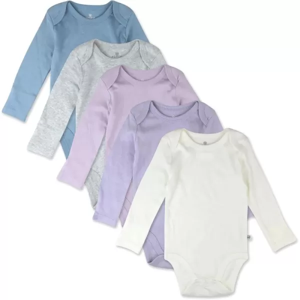 imageHonestBaby Baby Girls 5pack Long Sleeve Bodysuits Onepiece 100 Organic Cotton for Infant Baby Girls Unisex5pack Dusty Purple