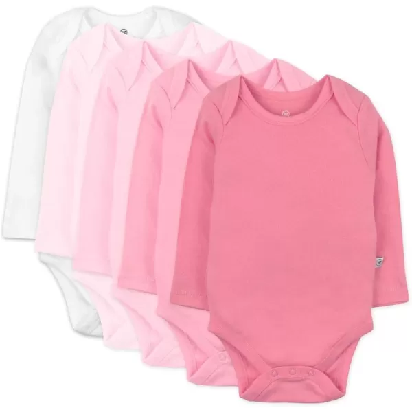 imageHonestBaby Baby Girls 5pack Long Sleeve Bodysuits Onepiece 100 Organic Cotton for Infant Baby Girls Unisex5pack Pink Ombre