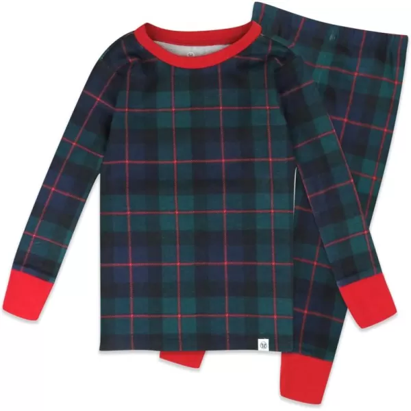imageHonestBaby Baby Holiday 2Piece Pajamas Sleepwear PJs 100 Organic Cotton for Infant Baby and Toddler Boys ampamp Girls UnisexBlack Watch Plaid