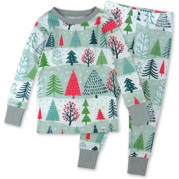imageHonestBaby Baby Holiday 2Piece Pajamas Sleepwear PJs 100 Organic Cotton for Infant Baby and Toddler Boys ampamp Girls UnisexFeelin Pine