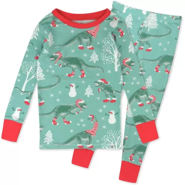 imageHonestBaby Baby Holiday 2Piece Pajamas Sleepwear PJs 100 Organic Cotton for Infant Baby and Toddler Boys ampamp Girls UnisexHoliday Dino