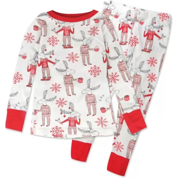 imageHonestBaby Baby Holiday 2Piece Pajamas Sleepwear PJs 100 Organic Cotton for Infant Baby and Toddler Boys ampamp Girls UnisexMoose N Mugs