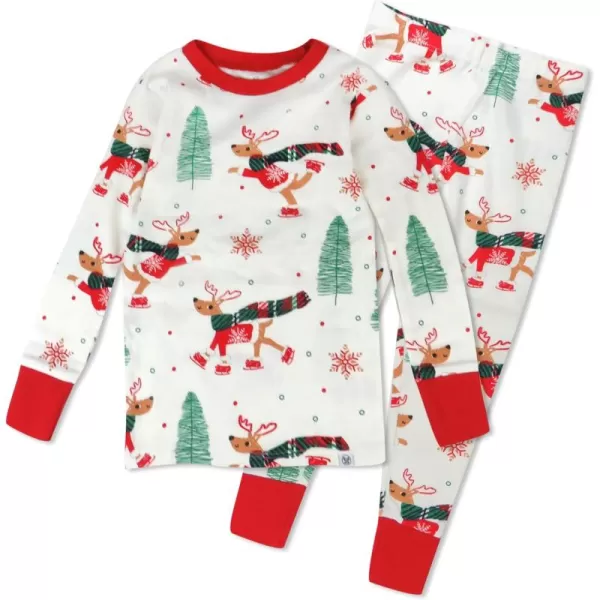 imageHonestBaby Baby Holiday 2Piece Pajamas Sleepwear PJs 100 Organic Cotton for Infant Baby and Toddler Boys ampamp Girls UnisexMoose Skate