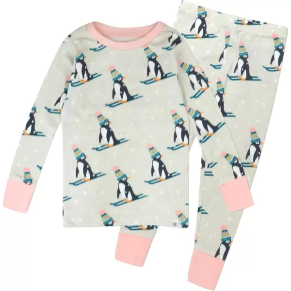 imageHonestBaby Baby Holiday 2Piece Pajamas Sleepwear PJs 100 Organic Cotton for Infant Baby and Toddler Boys ampamp Girls UnisexPenguin Dash