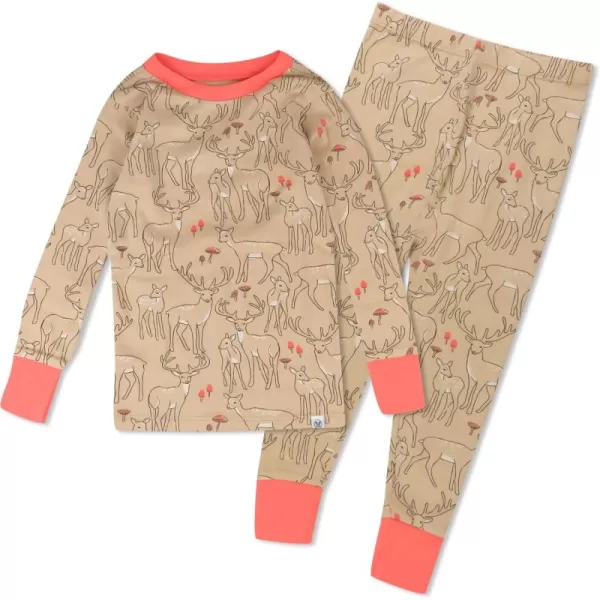 imageHonestBaby Baby Holiday 2Piece Pajamas Sleepwear PJs 100 Organic Cotton for Infant Baby and Toddler Boys ampamp Girls UnisexReindeer Delight