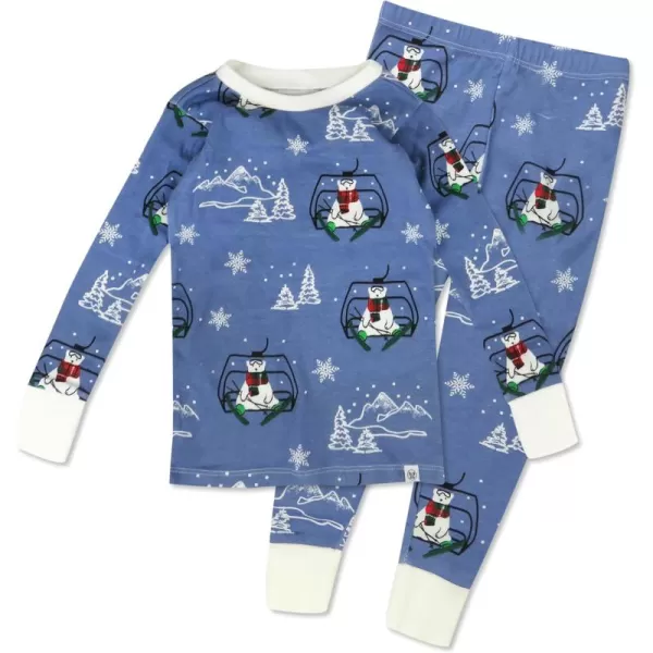 imageHonestBaby Baby Holiday 2Piece Pajamas Sleepwear PJs 100 Organic Cotton for Infant Baby and Toddler Boys ampamp Girls UnisexSki Bear