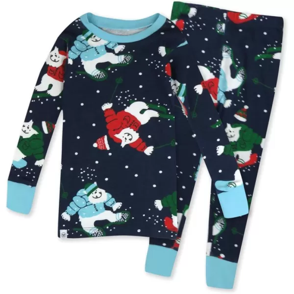 imageHonestBaby Baby Holiday 2Piece Pajamas Sleepwear PJs 100 Organic Cotton for Infant Baby and Toddler Boys ampamp Girls UnisexSnow Boardin