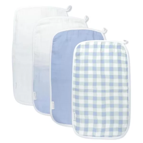 imageHonestBaby Baby Organic Cotton Multilayer Burp Cloths Multipack Bright White One Size4pack Blue Painted Buffalo Check
