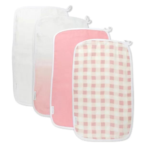 imageHonestBaby Baby Organic Cotton Multilayer Burp Cloths Multipack Bright White One Size4pack Peach Skin Painted Buffalo Check