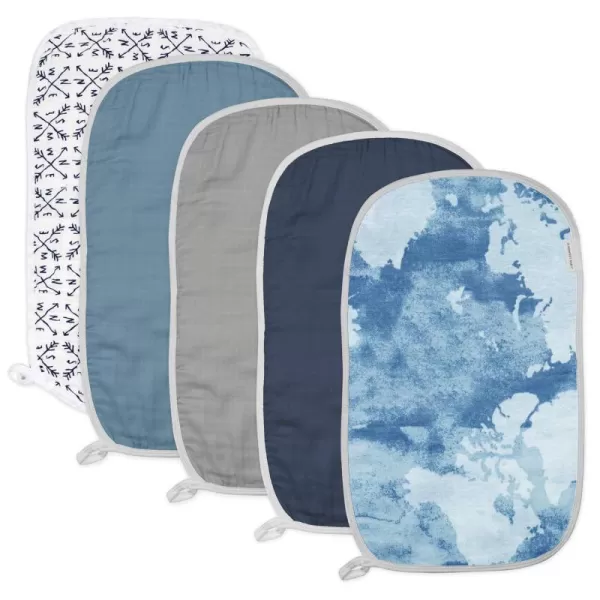 imageHonestBaby Baby Organic Cotton Multilayer Burp Cloths Multipack Bright White One Size5pack Watercolor World