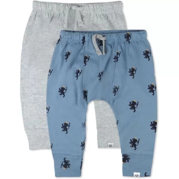 imageHonestBaby Multipack Honest Pants Joggers Pull on 100 Organic Cotton for Infant Baby and Toddler Boys Girls Unisex2pack Blue Lion Crest