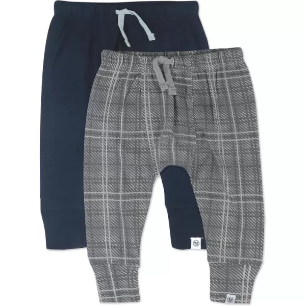 imageHonestBaby Multipack Honest Pants Joggers Pull on 100 Organic Cotton for Infant Baby and Toddler Boys Girls Unisex2pack Grey Plaid