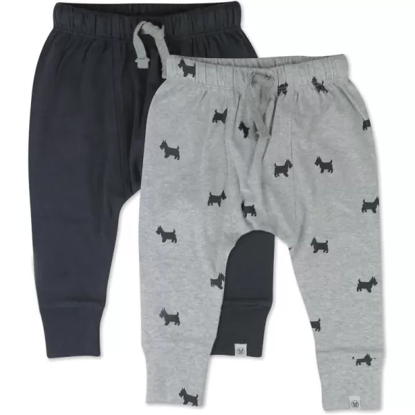 imageHonestBaby Multipack Honest Pants Joggers Pull on 100 Organic Cotton for Infant Baby and Toddler Boys Girls Unisex2pack Grey Scotty Dog