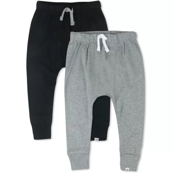 imageHonestBaby Multipack Honest Pants Joggers Pull on 100 Organic Cotton for Infant Baby and Toddler Boys Girls Unisex2pack Heather Gray  Black