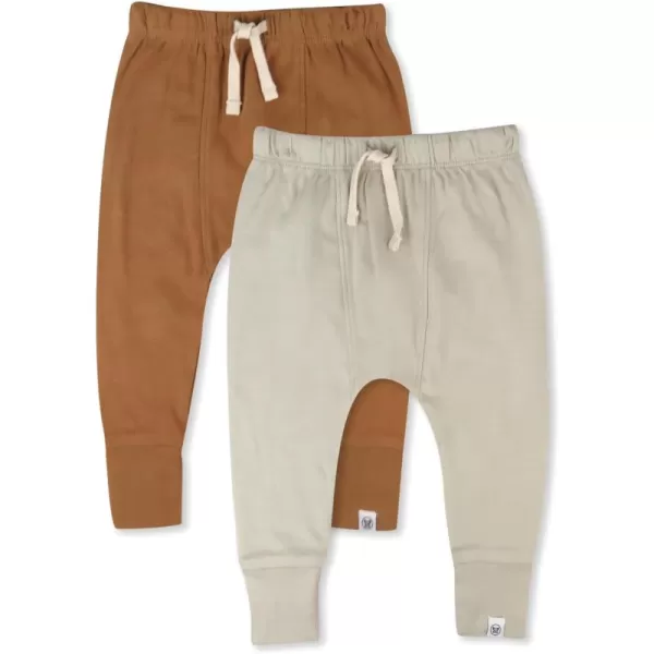 imageHonestBaby Multipack Honest Pants Joggers Pull on 100 Organic Cotton for Infant Baby and Toddler Boys Girls Unisex2pack Khaki