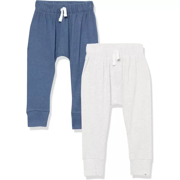imageHonestBaby Multipack Honest Pants Joggers Pull on 100 Organic Cotton for Infant Baby and Toddler Boys Girls Unisex2pack Navy