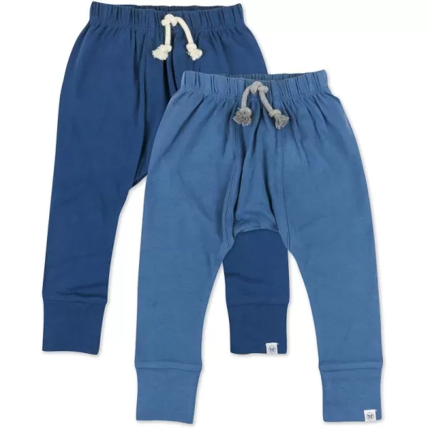 imageHonestBaby Multipack Honest Pants Joggers Pull on 100 Organic Cotton for Infant Baby and Toddler Boys Girls Unisex2pack Ombre Blues