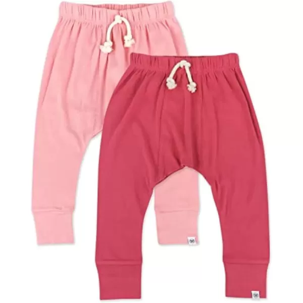 imageHonestBaby Multipack Honest Pants Joggers Pull on 100 Organic Cotton for Infant Baby and Toddler Boys Girls Unisex2pack Pink Ombre