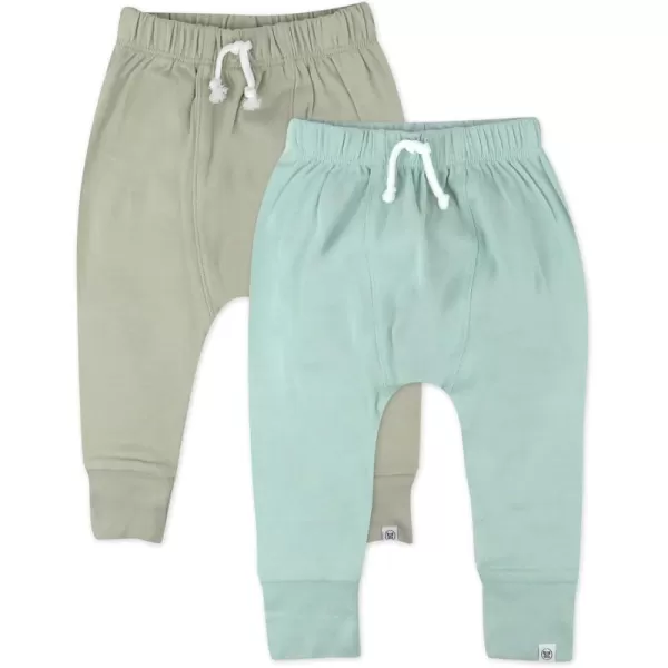 imageHonestBaby Multipack Honest Pants Joggers Pull on 100 Organic Cotton for Infant Baby and Toddler Boys Girls Unisex2pack Sage Ombre