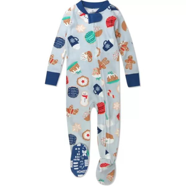 imageHonestBaby NonSlip Footed Holiday Pajamas OnePiece Sleeper ZipFront PJs Organic Cotton for Baby Boys GirlsEverything Nice