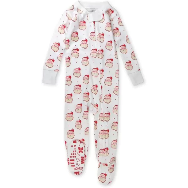 imageHonestBaby NonSlip Footed Holiday Pajamas OnePiece Sleeper ZipFront PJs Organic Cotton for Baby Boys GirlsHo Ho Ho