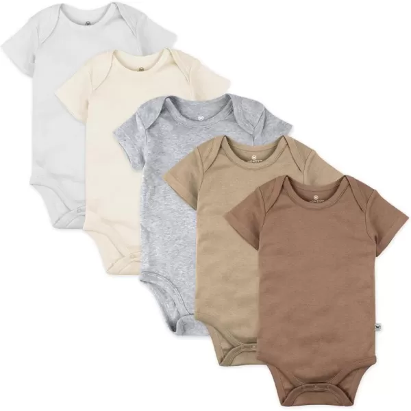 imageHonestBaby babyboys 5pack Short Sleeve Bodysuits Onepiece 100 Organic Cotton for Infant Baby Boys Unisex5pack Natural Ombre