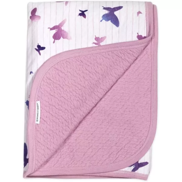 imageHonestBaby unisex baby Organic Cotton Matelasse Reversible Receiving Wearable Blanket Pattern Play WhitePink One Size USButterfly