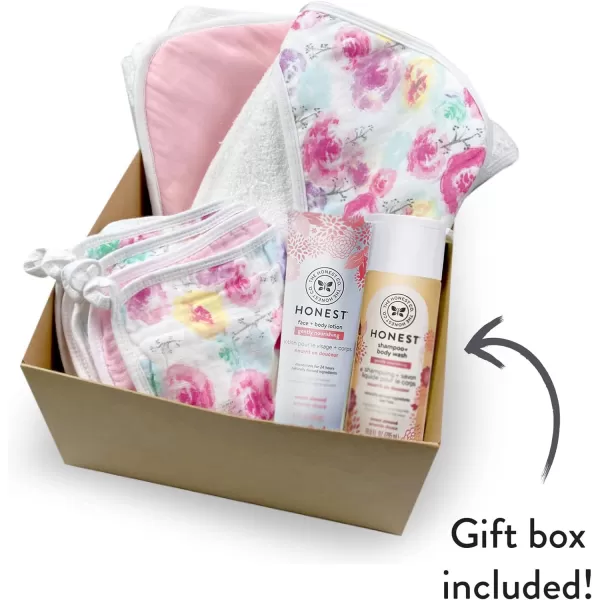 imageHonestBaby Baby 9Piece Bubbles and Cuddles 100 Organic Cotton Gift Set Bath and LotionRose BlossomAlmond