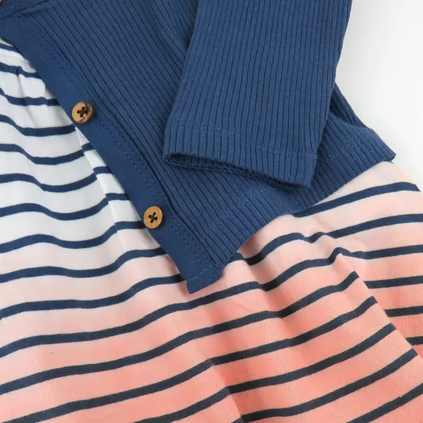 imageHonestBaby Fashion Outfit Sets Tops and Bottoms 100 Organic Cotton for Baby Toddler Girls LEGACY Tiger Time 4TDip Dye Pink and Navy
