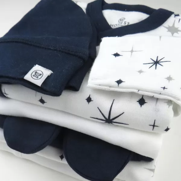 imageHonestBaby Multipack Gift Bundle Sets Mix Match Outfits 100 Organic Cotton for Newborn Infant Baby Boys Girls UnisexJumbo Twinkle Navy