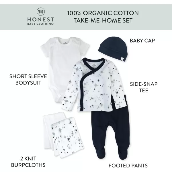 imageHonestBaby Multipack Gift Bundle Sets Mix Match Outfits 100 Organic Cotton for Newborn Infant Baby Boys Girls UnisexJumbo Twinkle Navy