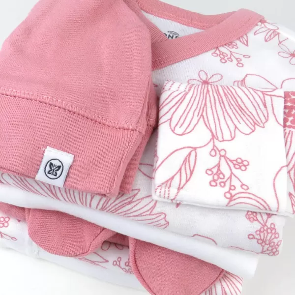imageHonestBaby Multipack Gift Bundle Sets Mix Match Outfits 100 Organic Cotton for Newborn Infant Baby Boys Girls UnisexSketchy Floral Pink