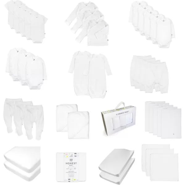 imageHonestBaby 50Piece Oh Set Newborn Essentials Gift Box 100 Organic Cotton for Infant Baby Boys Girls UnisexPure White