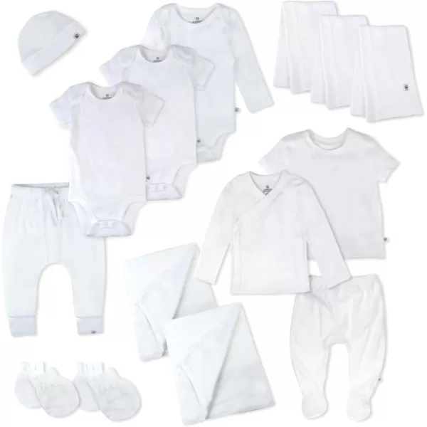 imageHonestBaby Baby 15Piece Welcome Home Gift Set 100 Organic Cotton for Newborn Infant Baby Boys Girls UnisexBright White