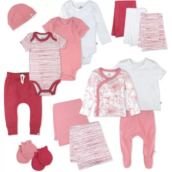 imageHonestBaby Baby 15Piece Welcome Home Gift Set 100 Organic Cotton for Newborn Infant Baby Boys Girls UnisexPinkWhite