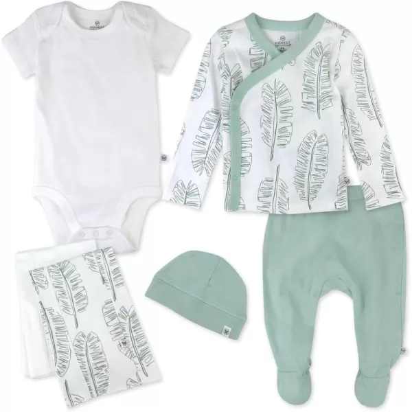 imageHonestBaby Multipack Gift Bundle Sets Mix Match Outfits 100 Organic Cotton for Newborn Infant Baby Boys Girls UnisexJumbo Leaf Sage