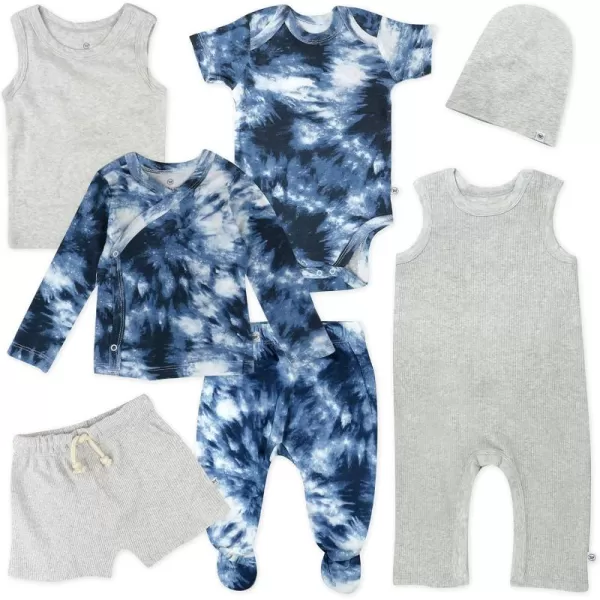 imageHonestBaby Multipack Gift Bundle Sets Mix Match Outfits 100 Organic Cotton for Newborn Infant Baby Boys Girls UnisexTie Dye Blues