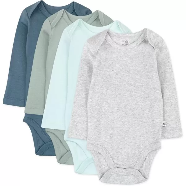 imageHonestBaby Baby Long Sleeve OnePiece Organic Cotton Bodysuits Multipack Legacy4pack Morning Mountains