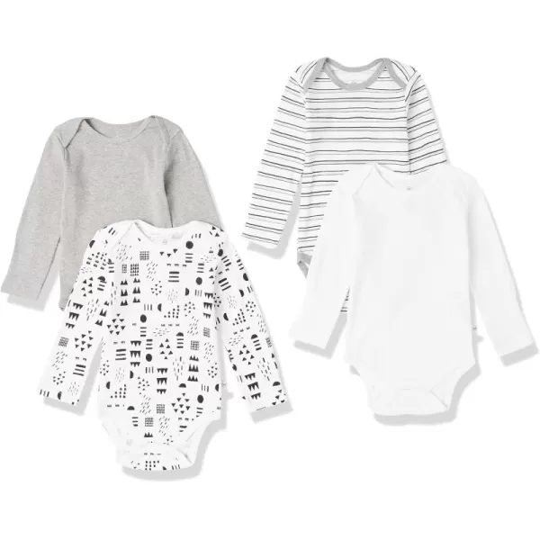 imageHonestBaby Baby Long Sleeve OnePiece Organic Cotton Bodysuits Multipack Legacy4pack Pattern Play