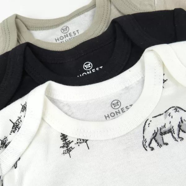 imageHonestBaby Baby 3Pack Long Sleeve Bodysuits Onepiece Organic Cotton for Infants3pack Bear White