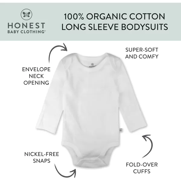 imageHonestBaby Baby 3Pack Long Sleeve Bodysuits Onepiece Organic Cotton for Infants3pack Honestly Pure White