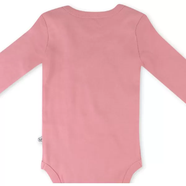 imageHonestBaby Baby 3Pack Long Sleeve Bodysuits Onepiece Organic Cotton for Infants3pack Ombre Pink Rose