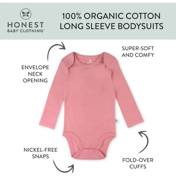 imageHonestBaby Baby 3Pack Long Sleeve Bodysuits Onepiece Organic Cotton for Infants3pack Ombre Pink Rose