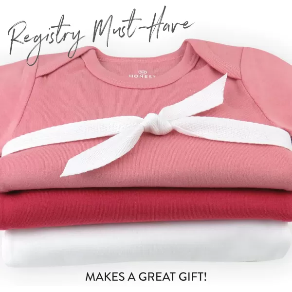 imageHonestBaby Baby 3Pack Long Sleeve Bodysuits Onepiece Organic Cotton for Infants3pack Ombre Pink Rose