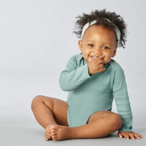 imageHonestBaby Baby 3Pack Long Sleeve Bodysuits Onepiece Organic Cotton for Infants3pack Sage Ombre